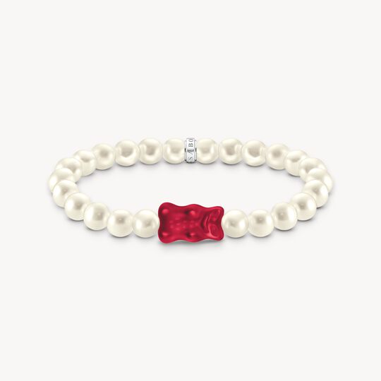Thomas Sabo HARIBO Silver Pearl Bracelet with Red goldbears A2154-017-10
