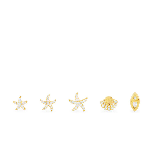 APM Sea Creature Stud Set AE12603OXY Sterling Silver Gold-Plated