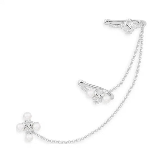 APM Single Cross-shaped Ear Clip Pearl - Silver AE12711XPL