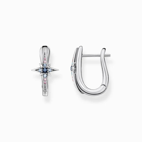 Thomas Sabo Sterling Silver Magic Star Hinged Hoop Earrings CR678-945-7