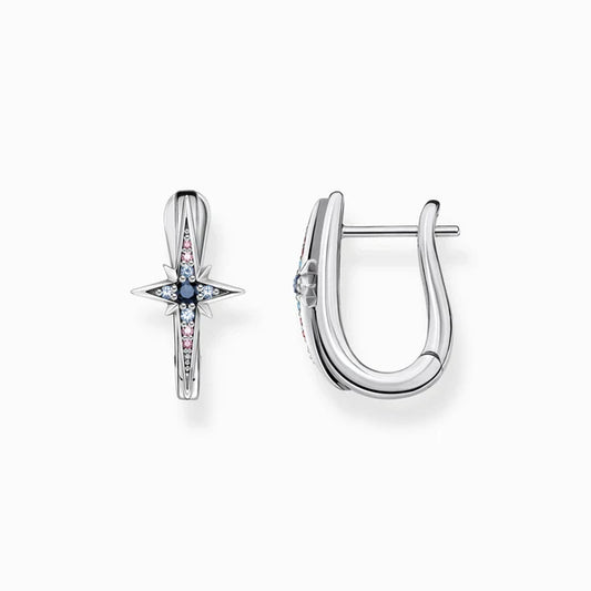 Thomas Sabo Sterling Silver Magic Star Hinged Hoop Earrings CR678-945-7