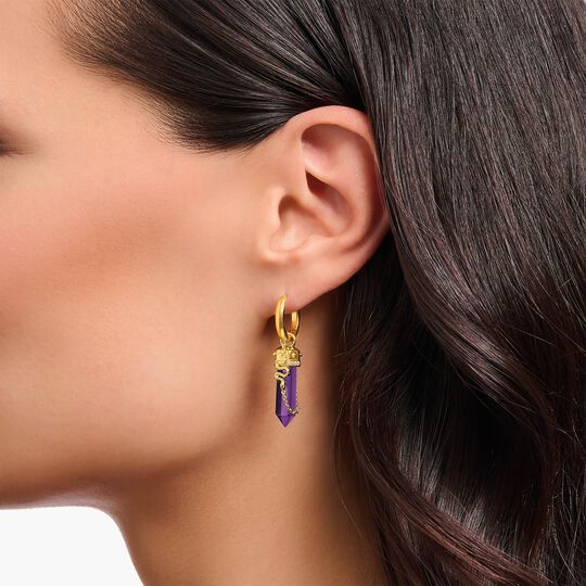 Thomas Sabo Sterling Silver Yellow-Gold Plated Hoop Earrings With Imitation Amethysts CR722-414-13