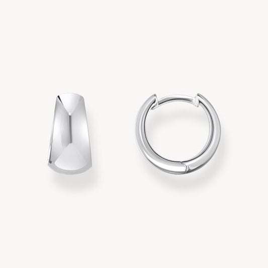 Thomas Sabo Sterling Silver Classic Hoop Earrings in Chunky, Trapezoidal Shape CR740-001-21