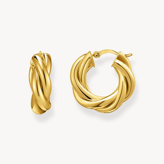 Thomas Sabo Sterling Silver Gold-Plated Hoop Earrings in Intertwined Design CR742-413-39