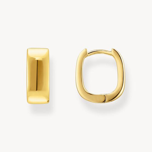 Thomas Sabo Sterling Silver Gold-Plated Small Hoop Earrings in Angular Shape CR743-413-39