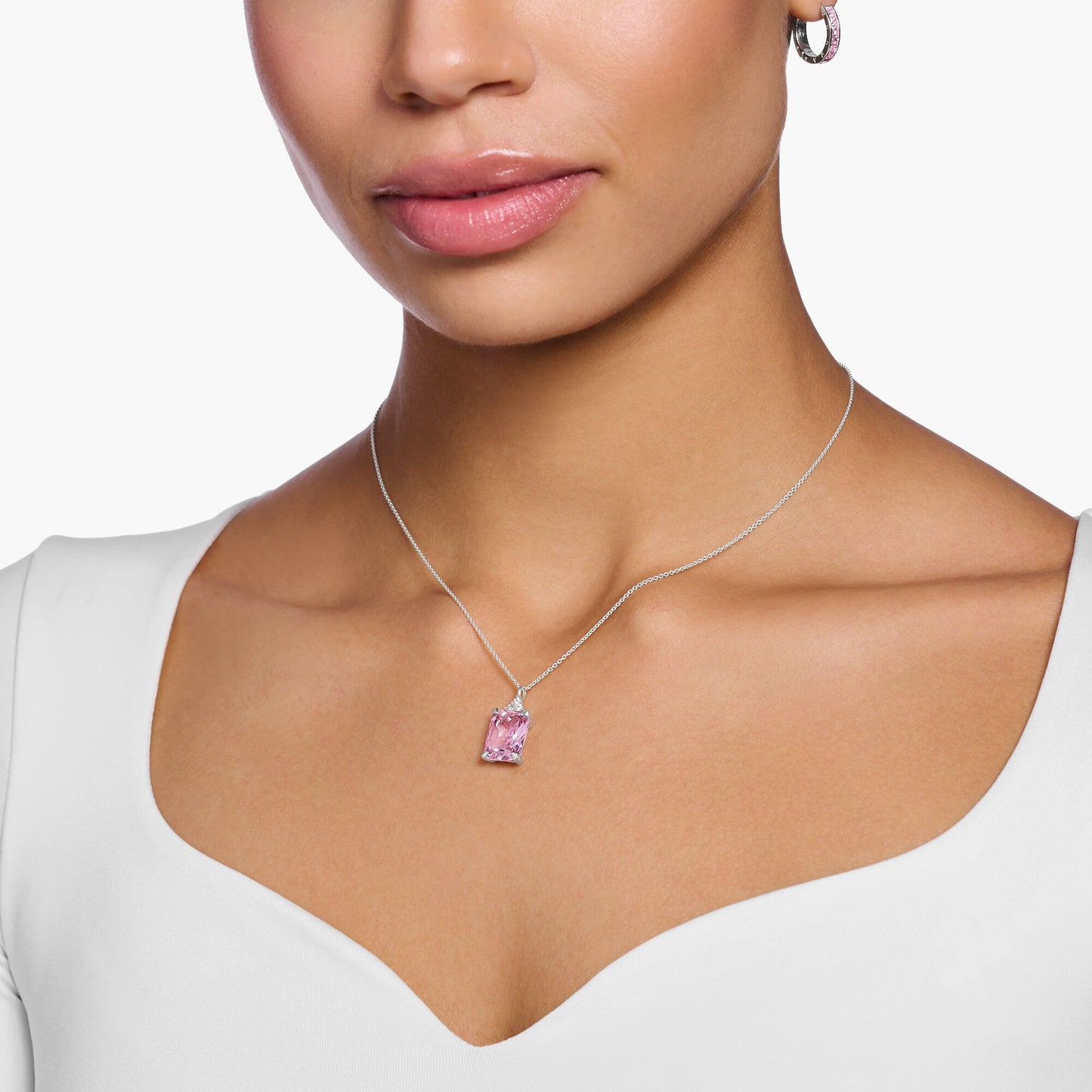 Thomas Sabo Necklace With Pink Stone Silver KE1964-051-9-L45