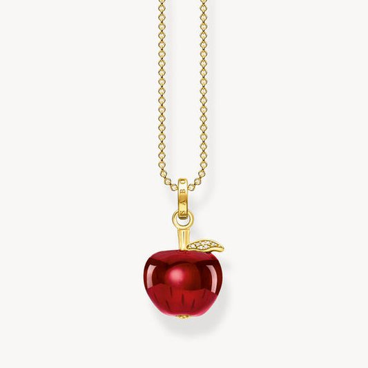 Thomas Sabo Sterling Silver Necklace with red apple Gold plated KE1991-414-10