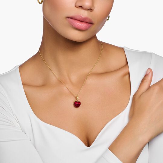 Thomas Sabo Sterling Silver Necklace with red apple Gold plated KE1991-414-10