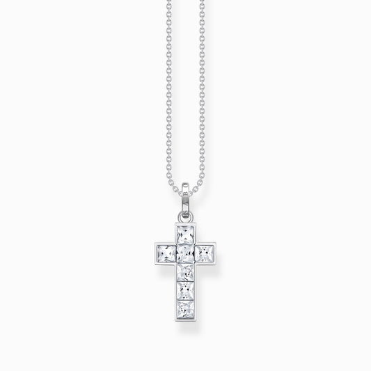 Thomas Sabo Necklace Cross With White Stones Silver KE2166-051-14