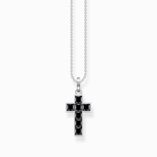 Thomas Sabo Necklace Cross With Black Stones Silver KE2166-643-11