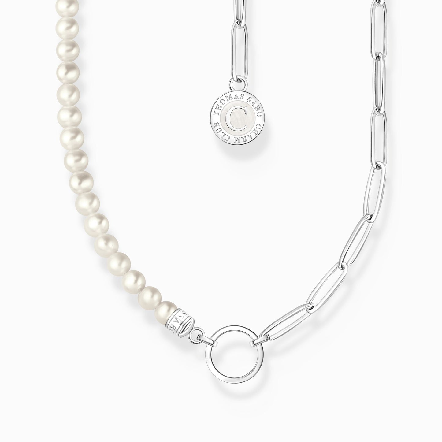 Thomas Sabo Member Charm Necklace With White Pearls And Charmista Coin Silver KE2189-158-14-L45