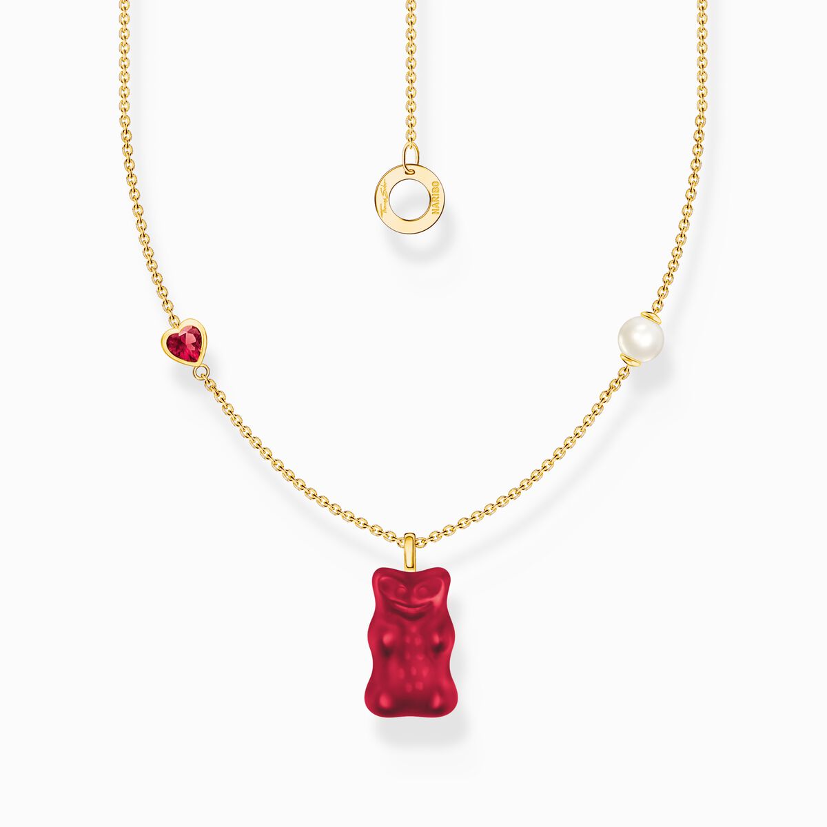 Thomas Sabo HARIBO Silver Gold-plated necklace with red goldbears pendant & freshwater pearl KE2206-430-10