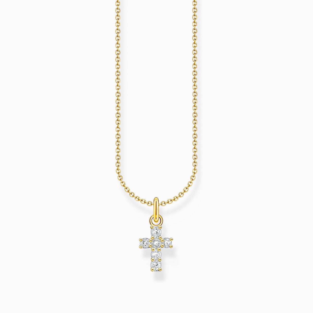 Thomas Sabo Silver Gold-plated necklace with cross pendant with white zirconia KE2226-414-14