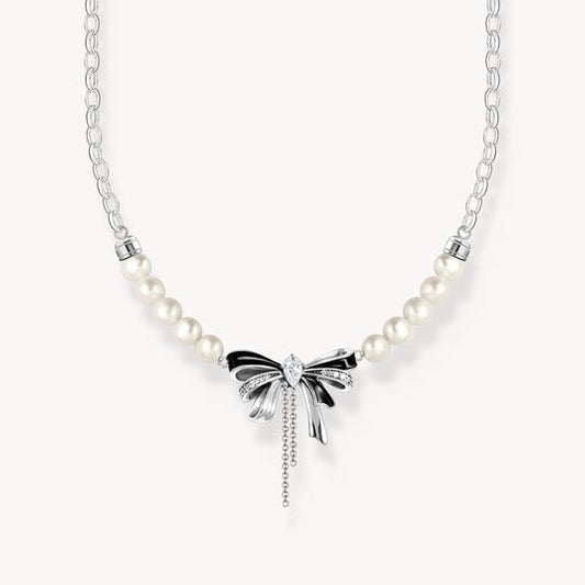 Thomas Sabo Sterling Silver Bow Necklace with Freshwater Pearls Lovely Romance KE2295-167-11-L45V