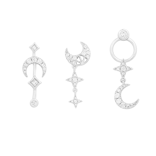 APM MONACO Star Moon Stud Earrings Combo Set AE12579OX