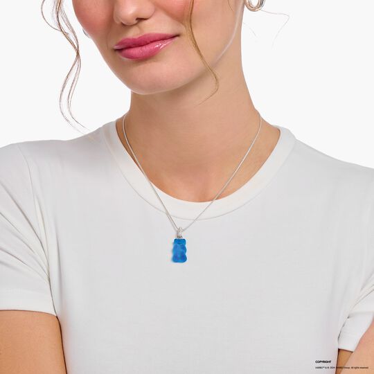 Thomas Sabo HARIBO Sterling Silver Large Pendant with Blue Goldbears & Zirconia PE967-052-1