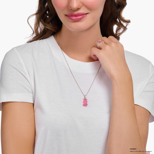 Thomas Sabo HARIBO Sterling Silver Large Pendant with Pink Goldbears & Zirconia PE967-052-9