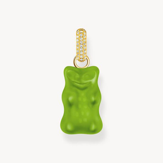 Thomas Sabo HARIBO Sterling Silver Large Gold-Plated Pendant with Green Goldbears & Zirconia PE967-414-6
