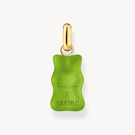 Thomas Sabo HARIBO Sterling Silver Large Gold-Plated Pendant with Green Goldbears & Zirconia PE967-414-6