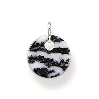 Thomas Sabo Glam And Soul Sterling Silver Zebra Black & White Jasper Small Disc Pendant  PE428-195-18