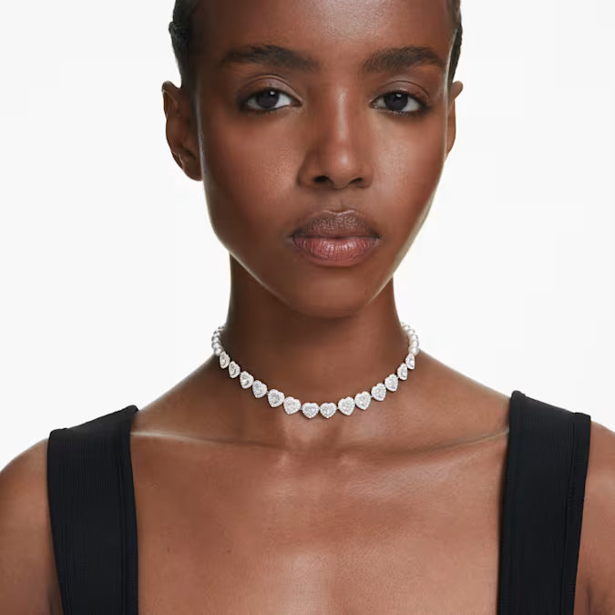 Swarovski Ariana Grande x Swarovski Choker Mixed Cuts, Crystal Pearl, Heart, White, Rhodium Plated 5720861