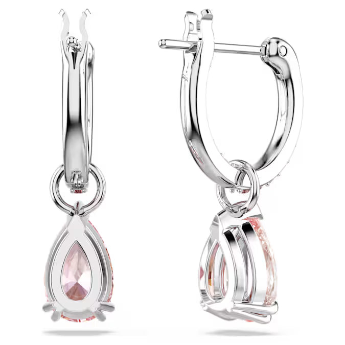 Swarovski Attract Drop Earrings Pear Cut, Pink, Rhodium Plated 5723566