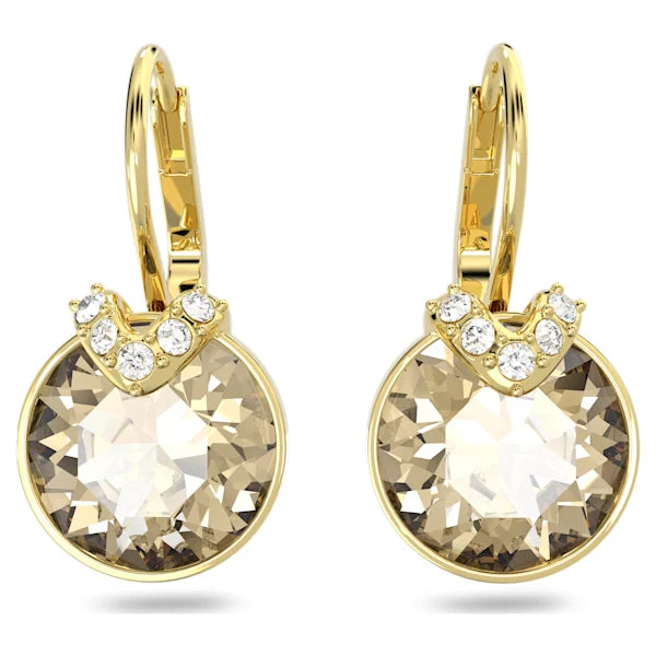 Swarovski Bella V drop earrings Round cut, Gold tone, Gold-tone plated 5662093