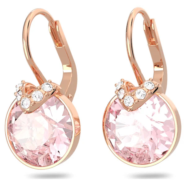 Swarovski Bella V drop earrings Round cut, Pink, Rose gold-tone plated 5662114