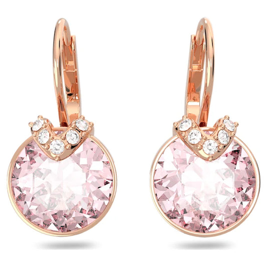 Swarovski Bella V drop earrings Round cut, Pink, Rose gold-tone plated 5662114