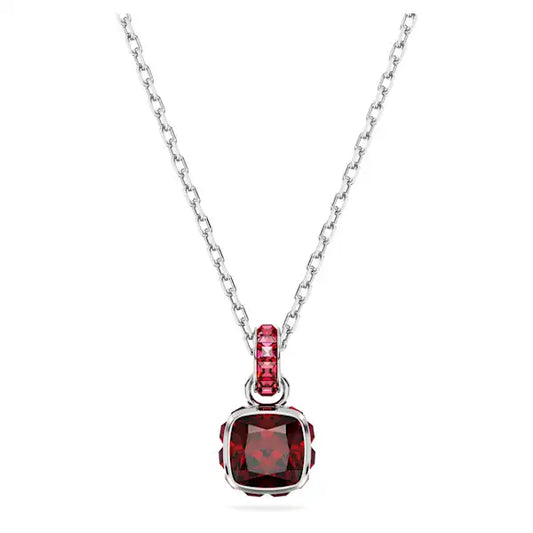 Swarovski Birthstone pendant Square cut, January, Red, Rhodium plated 5651709