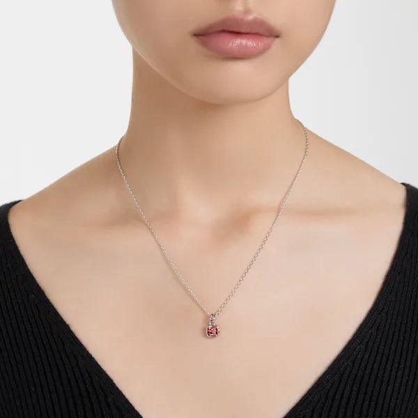 Swarovski Birthstone pendant Square cut, January, Red, Rhodium plated 5651709