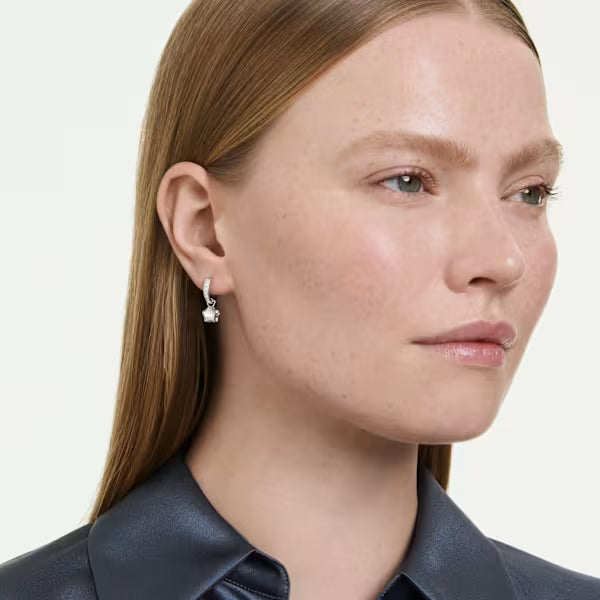Swarovski Chroma Drop Earrings Mixed Cuts, Star, White, Rhodium Plated 5754172