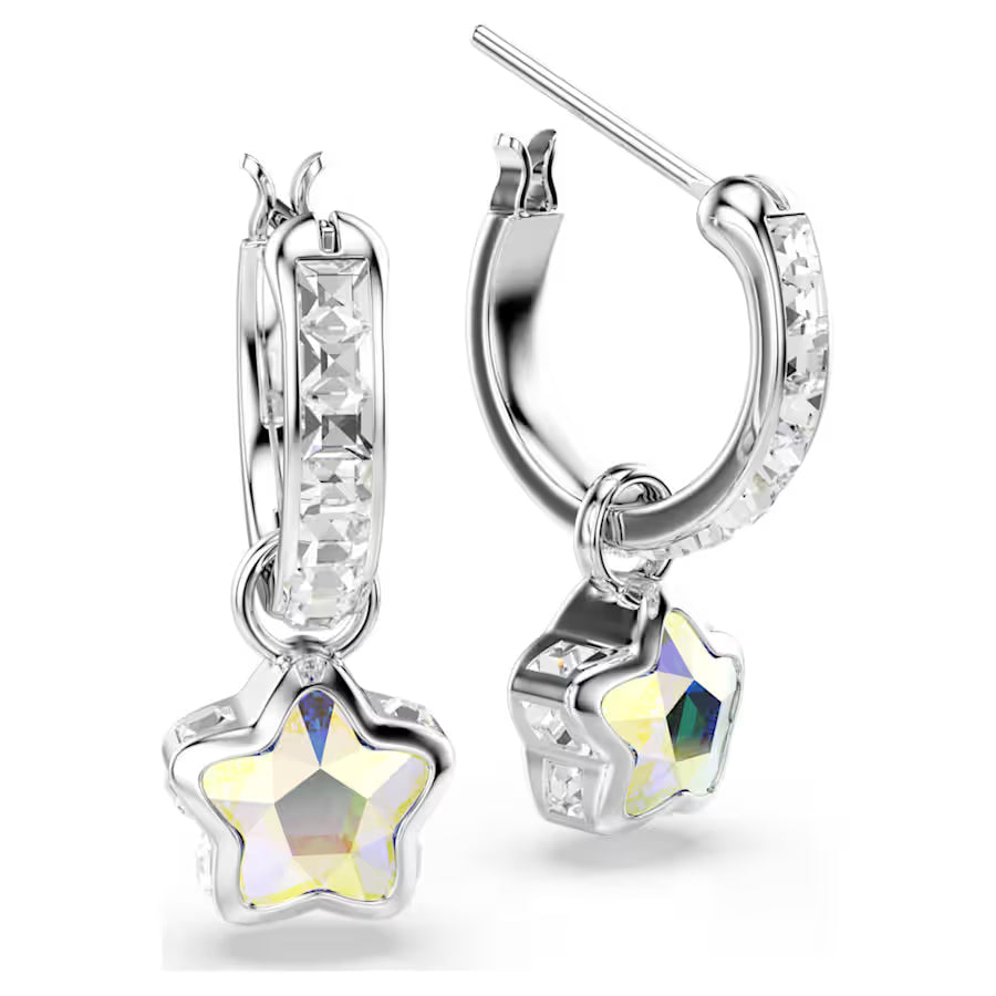 Swarovski Chroma Drop Earrings Mixed Cuts, Star, White, Rhodium Plated 5754172