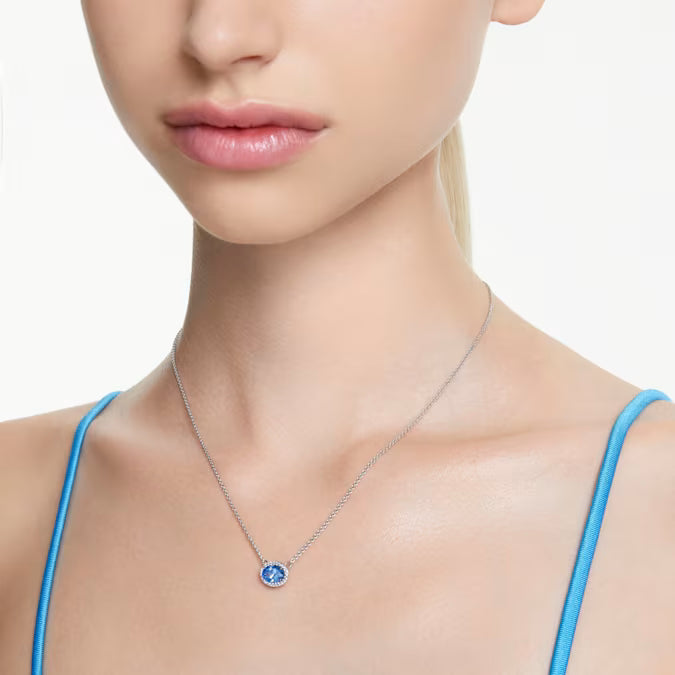 Swarovski Constella necklace Oval cut, Blue, Rhodium plated 5671809