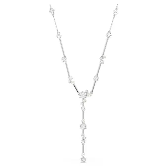 Swarovski Constella Y Necklace Crystal Pearl, Round Cuts, White, Rhodium Plated 5711830