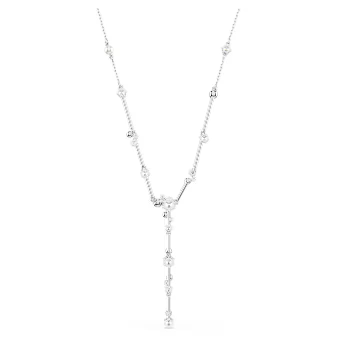 Swarovski Constella Y Necklace Crystal Pearl, Round Cuts, White, Rhodium Plated 5711830