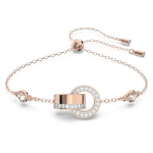 Swarovski Dextera bracelet Interlocking loop, White, Rose gold-tone plated 5636498