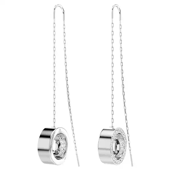 Swarovski Dextera drop earrings Long, White, Rhodium plated 5636435