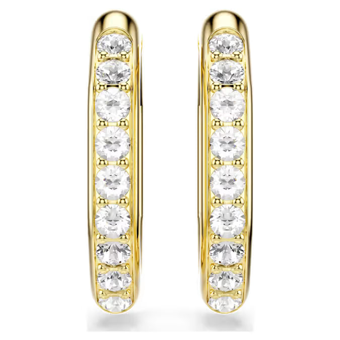 Swarovski Dextera Hoop Earrings Octagon Shape, Round Cut, Medium, White, Gold-Tone Plated 5724584
