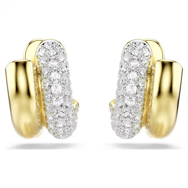 Swarovski Dextera Hoop Earrings Round Cut, Mini, White, 18k gold-Plated finish 5740735