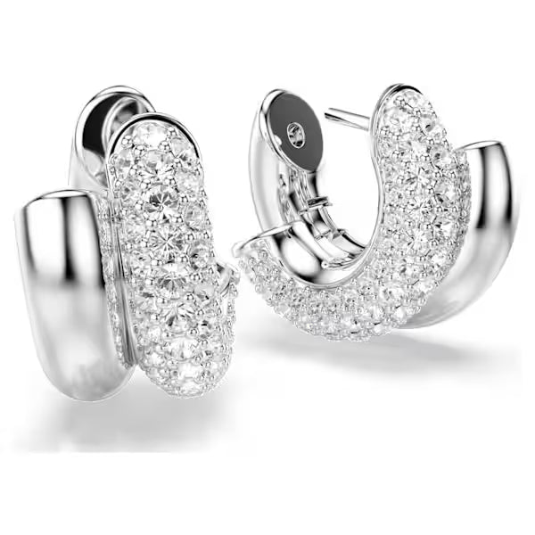 Swarovski Dextera Hoop Earrings Round Cut, Mini, White, Rhodium plated 5738197