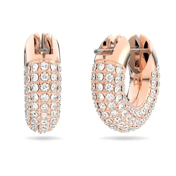 Swarovski Dextera hoop earrings Small, White, Rose gold-tone plated 5636531