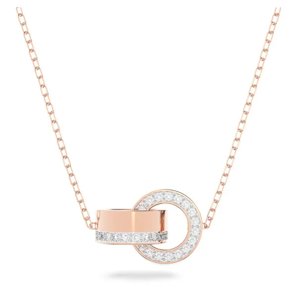 Swarovski Dextera pendant Interlocking loop, White, Rose gold-tone plated 5636496