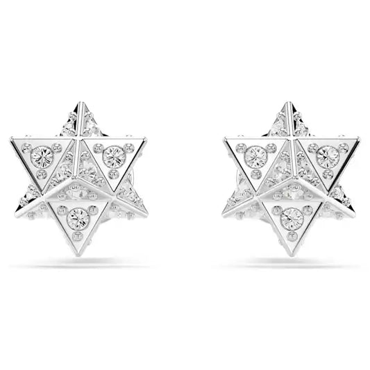 Swarovski Dextera stud earrings Round cut, Star, White, Rhodium plated 5700322