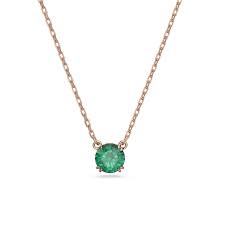 Swarovski Constella Pendant, Round Cut, Green, Rose Gold-Tone Plated 5639753