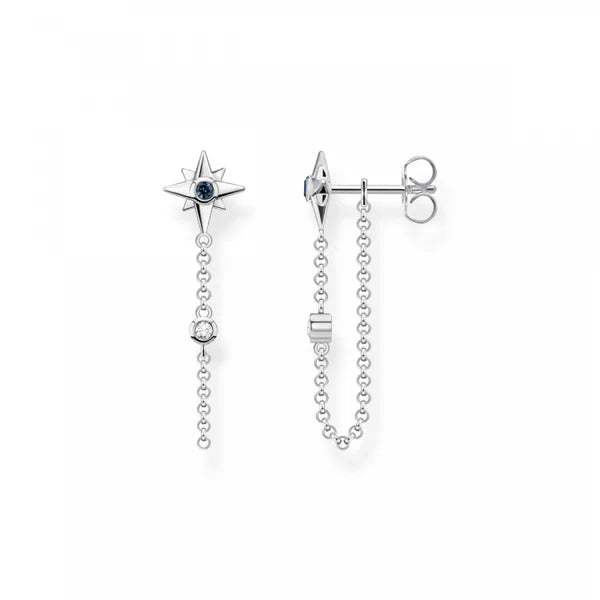 Thomas Sabo Sterling Silver Magic Star Chain Loop Stud Earrings H2208-347-7