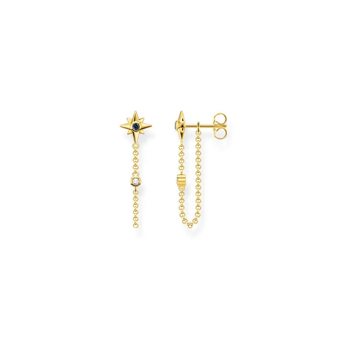 Thomas Sabo Sterling Silver Gold-plated Magic Star Chain Loop Stud Earrings H2208-971-7
