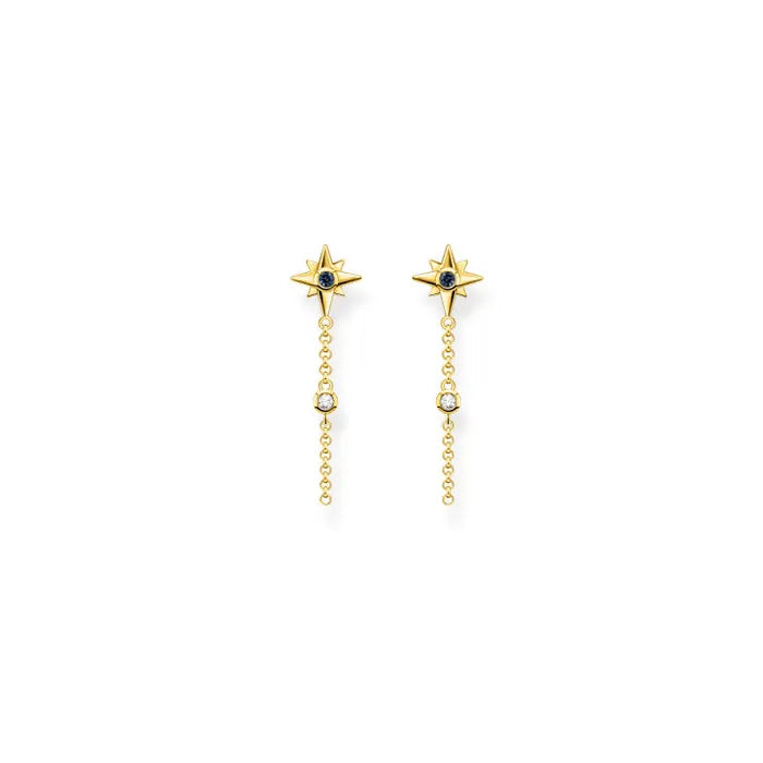 Thomas Sabo Sterling Silver Gold-plated Magic Star Chain Loop Stud Earrings H2208-971-7