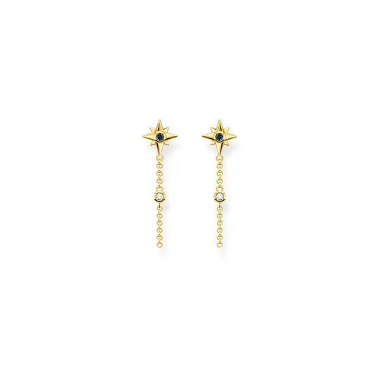 Thomas Sabo Sterling Silver Gold-plated Magic Star Chain Loop Stud Earrings H2208-971-7