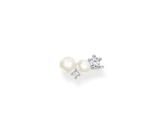 Thomas Sabo Sterling Silver Ear Climber Earrings With White Zirconia Stones Freshwater Pearl H2211-167-14